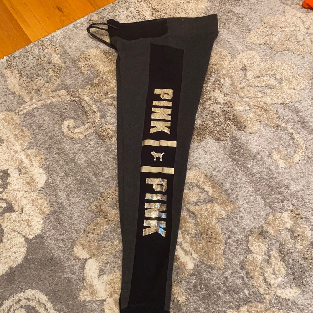 Pink (Victoria Secret) joggers with gold sequin
